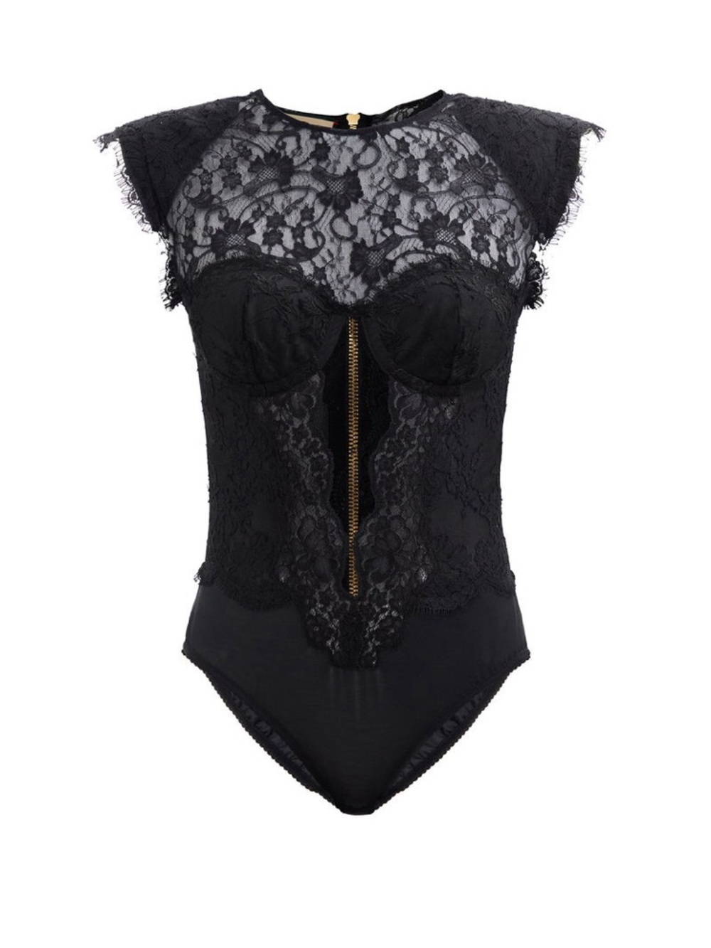 Gucci lace bodysuit with padded shoulders and back zipper NWT